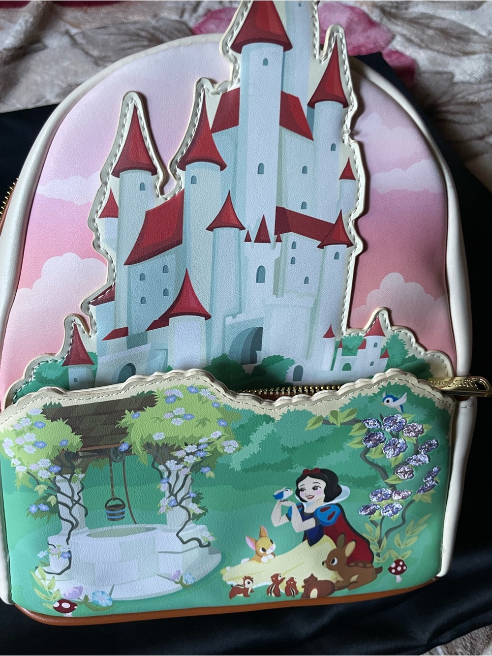 Loungefly Kids One-Piece Pink Green Castle Snow White Backpack